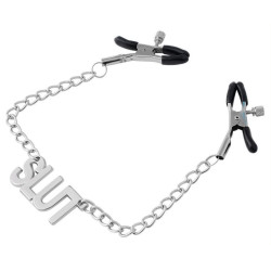 KINKgear Pince-Tétons avec plaque Slut 38cm
